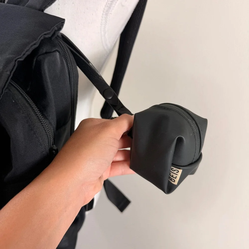 BEIS Diaper Bag Backpack Black Nylon Travel Laptop Bag with Trolley Sleeve
